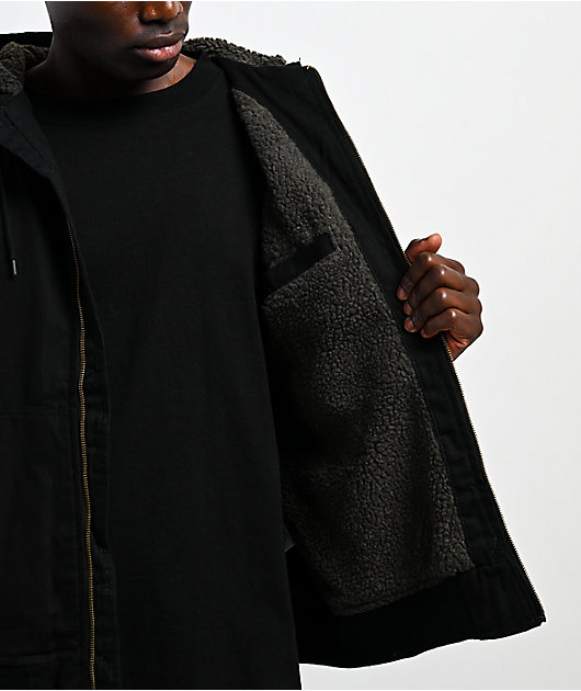 Bass Creek Outfitters Sherpa Black Canvas Hooded Jacket