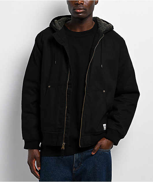 Bass Creek Outfitters Sherpa Black Canvas Hooded Jacket | Zumiez