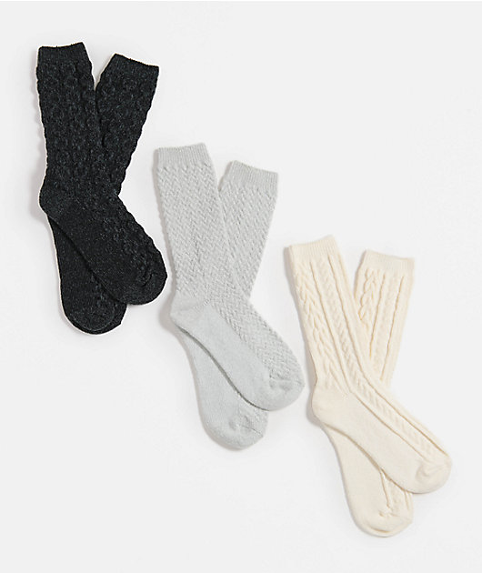 Lot De 3 Paires De Chaussettes BEARPAW Femme Mi-mollet – Douces Et Multicolores – Taille 5-10