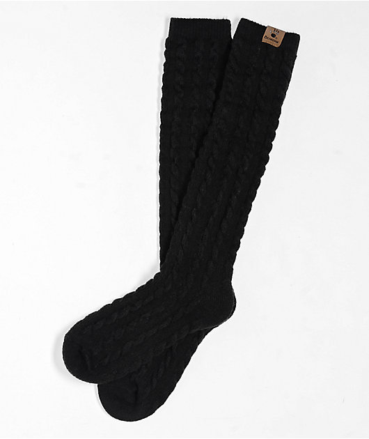 Bearpaw Cable Black Knee High Socks