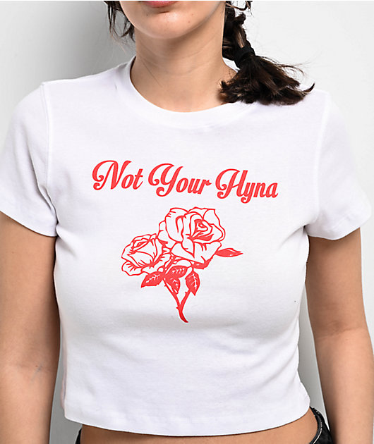Bella Dona Not Your Hyna White Crop T-Shirt