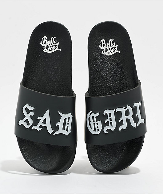 Bella Donna Sad Girl Black Slide Sandals
