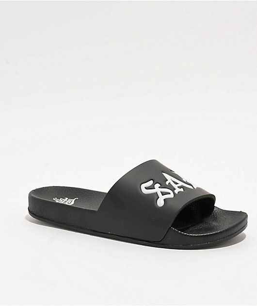 Black Slide Sandals with White Lettering Chanel 24C Black White CHA NEL Letter Logo Mule Slide Block  main image 2
