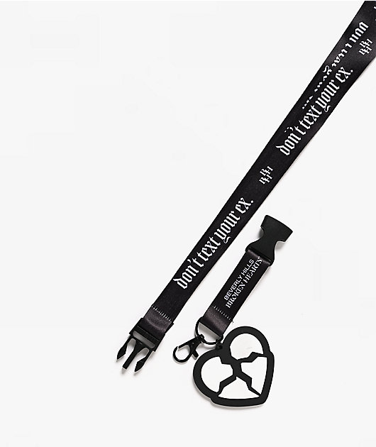 Beverly Hills Broken Hearts Don't Text Black Lanyard