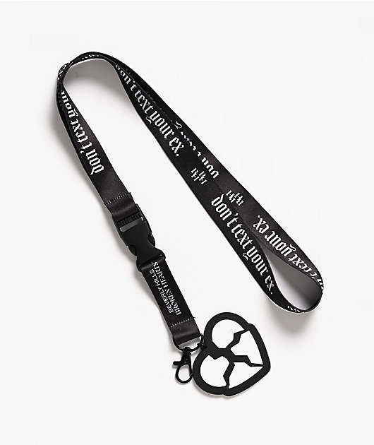 Beverly Hills Broken Hearts Don't Text Black Lanyard