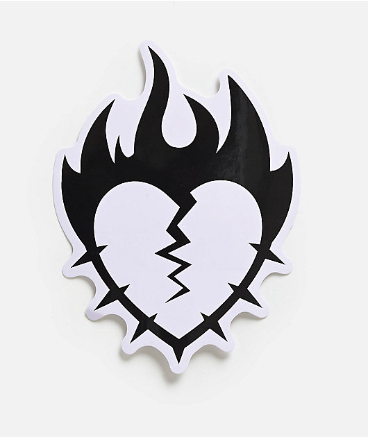 Beverly Hills Broken Hearts Spike Flames Heart Sticker