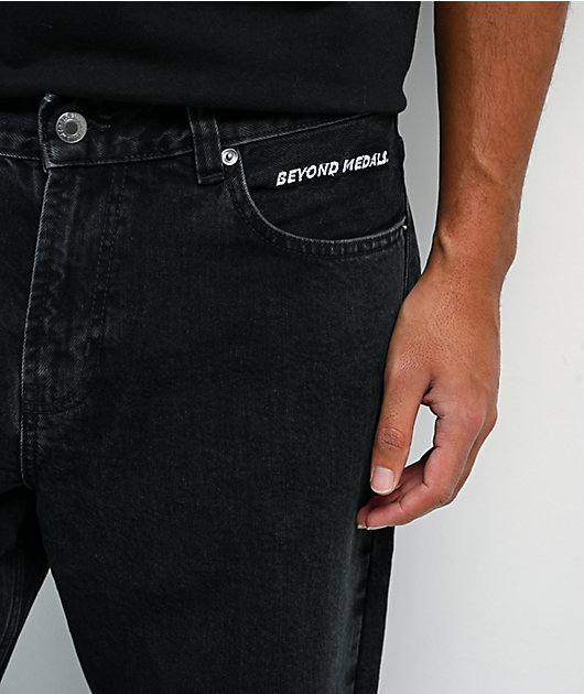 Beyond Medals Black Loose Straight Leg Jeans