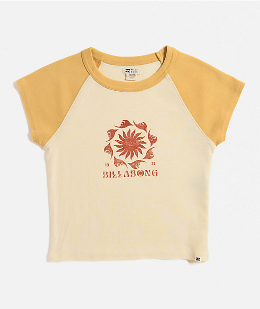Billabong Beach Club Babe Raglan Yellow Crop T-Shirt