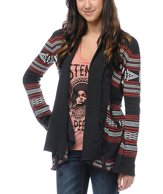 native print cardigan