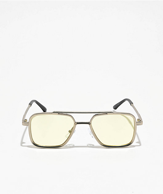 Bios Silver & Yellow Metal Pilot Sunglasses