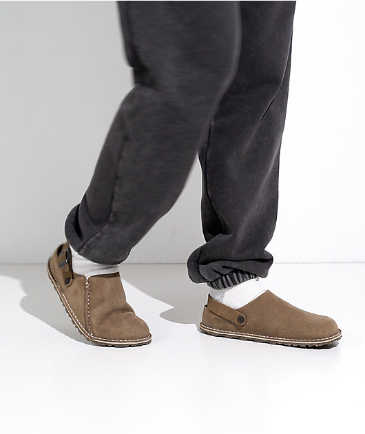 Birkenstock Women's Lutry Suede Taupe Clogs video
