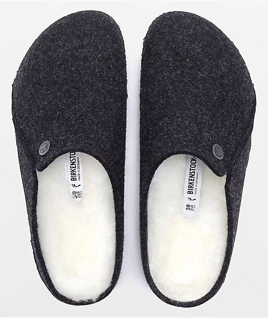 Birkenstock Zermatt Shearling Soft Footbed Anthracite Clogs