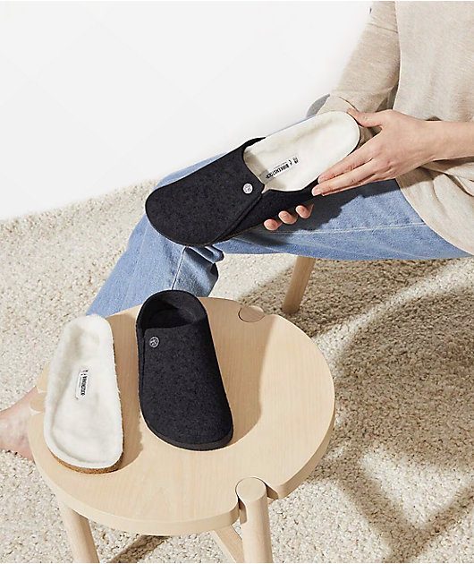 Birkenstock Zermatt Shearling Soft Footbed Anthracite Clogs