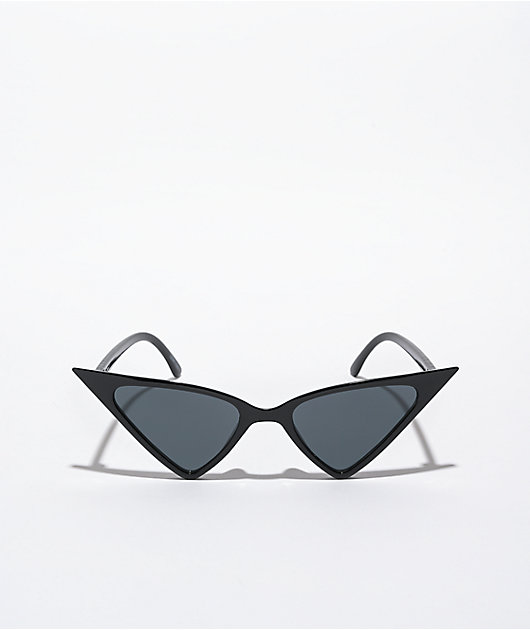 Black Extra Winged Cat Eye Sunglasses