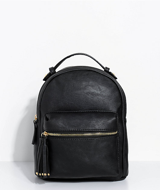 mini backpack leather black