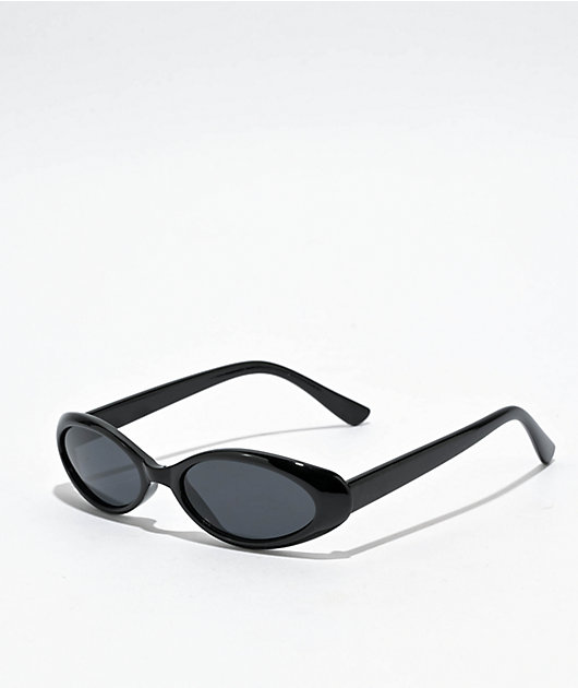 Black Mini Oval Sunglasses Zumiez