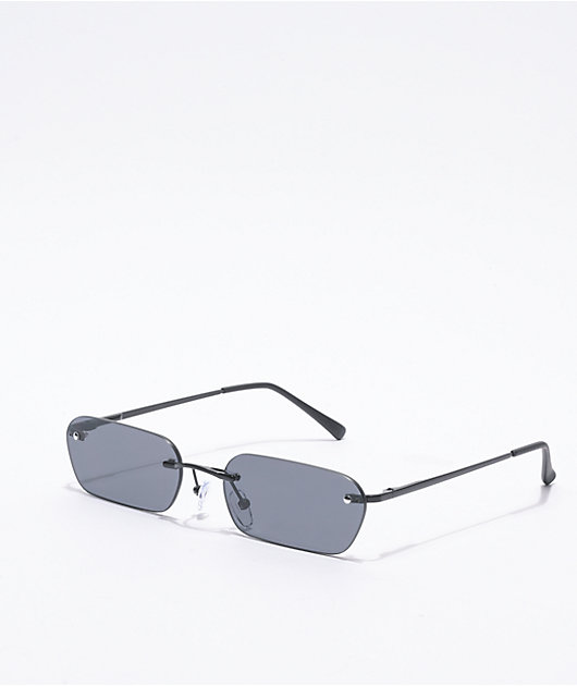Black Mini Rectangle Sunglasses