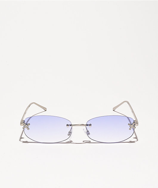 Blue Oval Wire Sunglasses