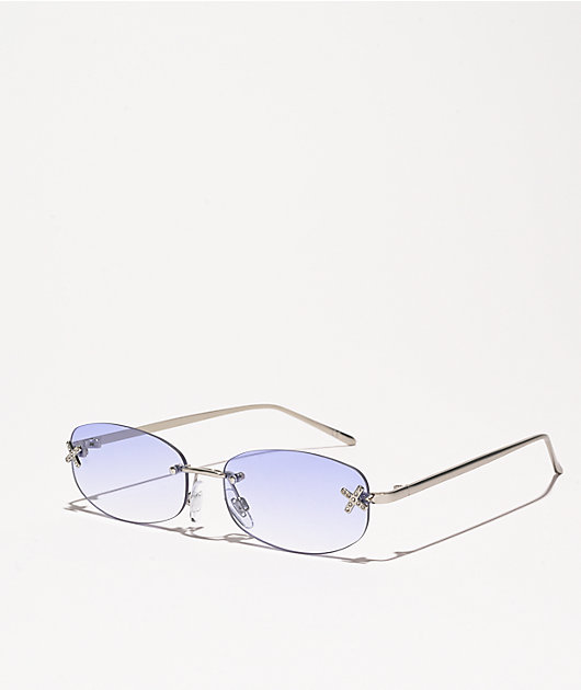 Blue Oval Wire Sunglasses