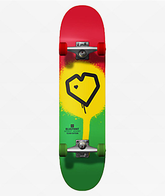 Blueprint Spray Heart Rasta 8.0" Skateboard Complete
