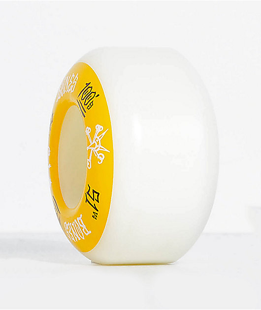 stibcky bones 黄色 Bones 100 Ringers 51mm Yellow & White Skateboard Wheels | Zumiez