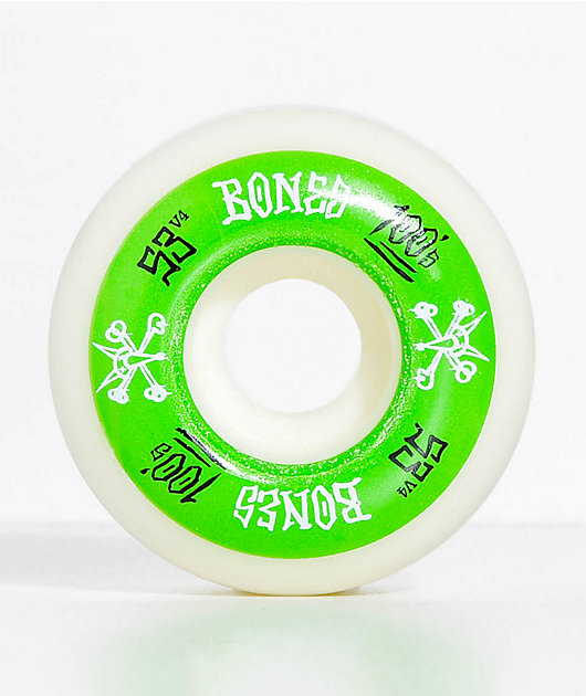 Bones 100 Ringers 53mm ruedas de skate verdes y blancas