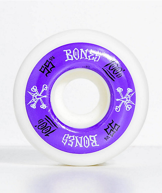 Bones Ringers 55mm 100a White & Purple Skateboard Wheels