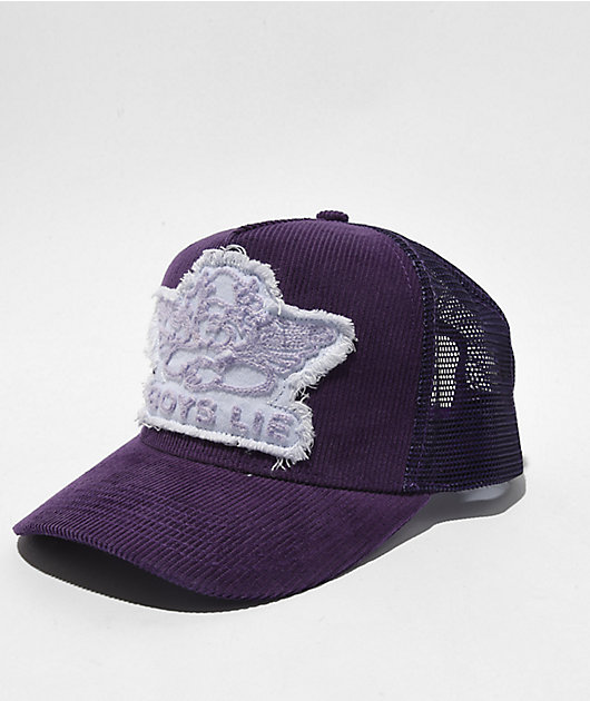 帽子 PILE TRUCKER HAT - Purple Boys Lie Aura Purple Corduroy Trucker Hat | Zumiez
