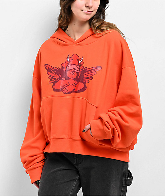 Boys Lie Red Flag Orange Crop Hoodie Zumiez