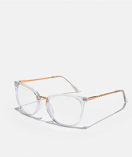 Braided Blue Light Clear & Gold Glasses