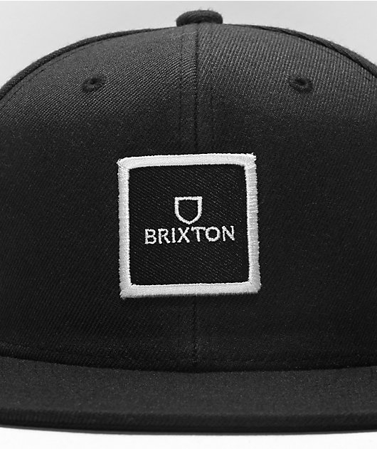 Brixton Alpha Square Black Snapback Hat