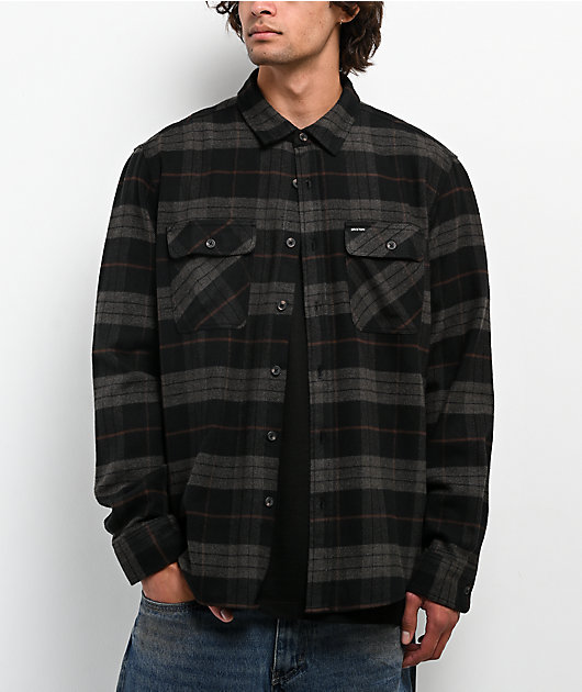 Brixton Bowery Black & Charcoal Flannel Shirt | Zumiez