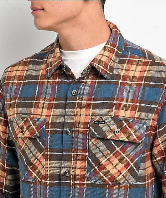 Brixton Bowery Blue & Sand Flannel Shirt