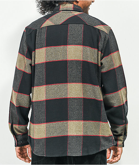 Brixton Bowery Brown, Grey, & Charcoal Plaid Flannel Shirt