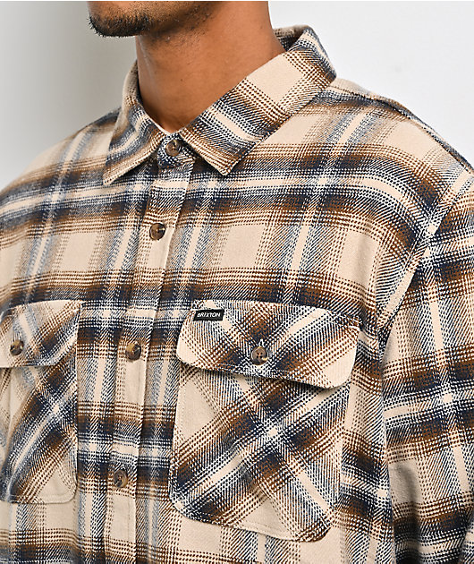 Brixton Bowery Cream Flannel Shirt