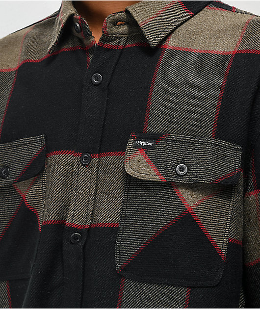 Brixton Bowery Grey & Charcoal Flannel Shirt