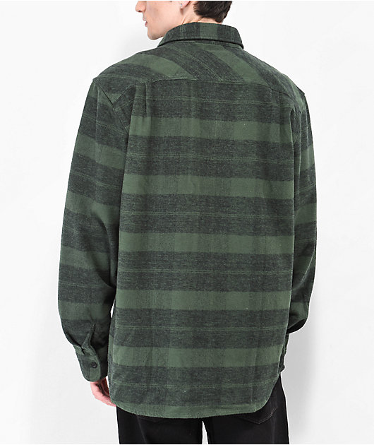 Brixton Bowery Heavy Green Plaid Flannel Shirt