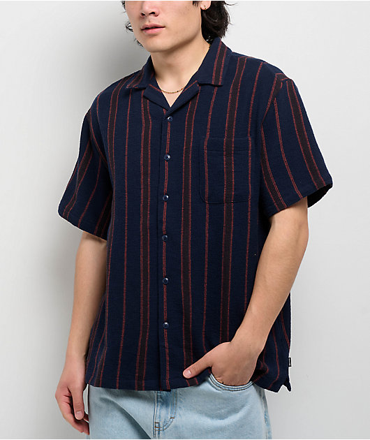 Brixton Bunker Navy Short Sleeve Button Up Shirt