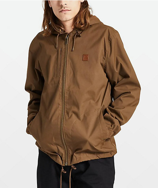 Brixton Claxton Beta Zip Brown Windbreaker Jacket