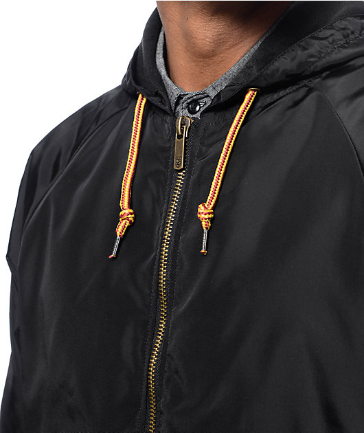 Brixton Claxton Black Hooded Windbreaker