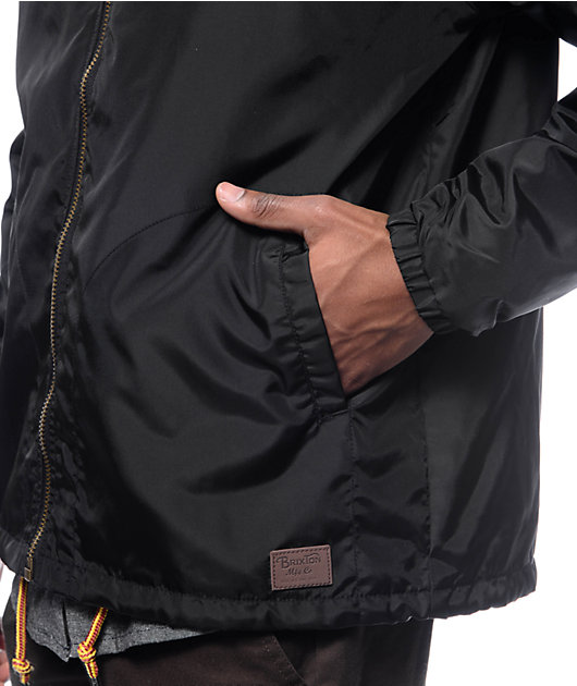 Brixton Claxton Black Hooded Windbreaker