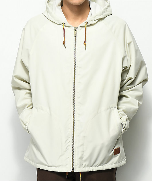 white hooded windbreaker