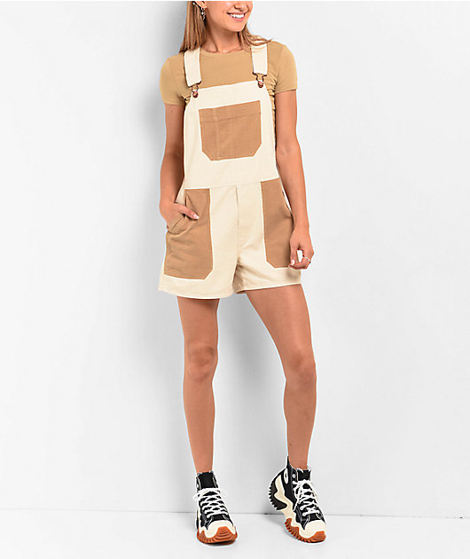 Brixton Costa Natural Short Overalls | Zumiez