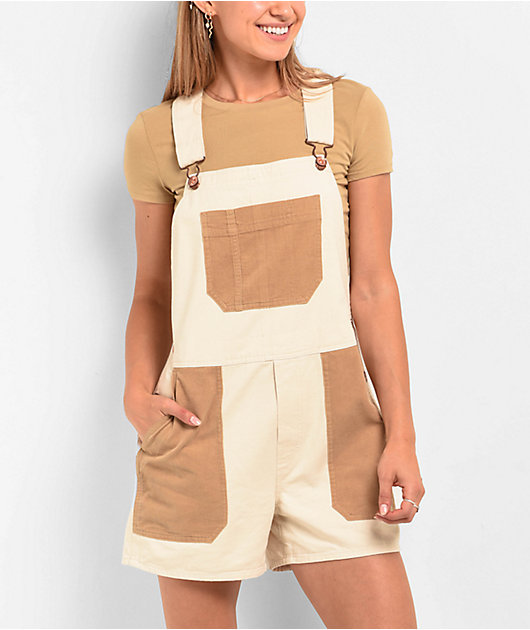 Brixton Costa Natural Short Overalls | Zumiez