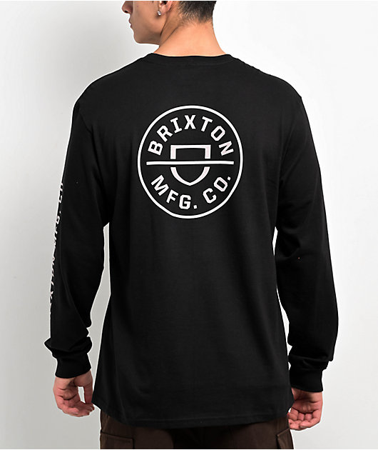 BRIXTON Crest ロゴ クルーネック ロンＴ Brixton Crest Black Long Sleeve T-Shirt | Zumiez