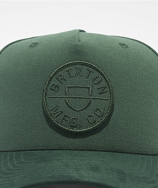キャップ Brixton Crest Deep Forest Green Snapback Hat | Zumiez