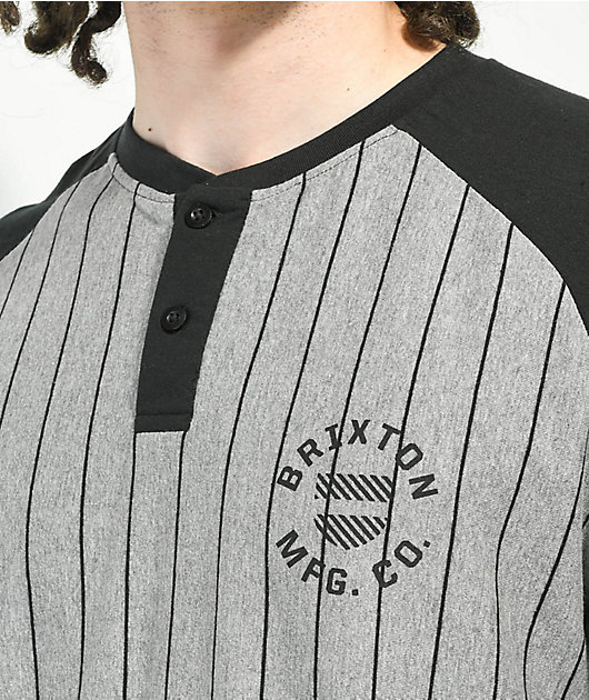 Brixton Crest Grey & Black Baseball T-Shirt