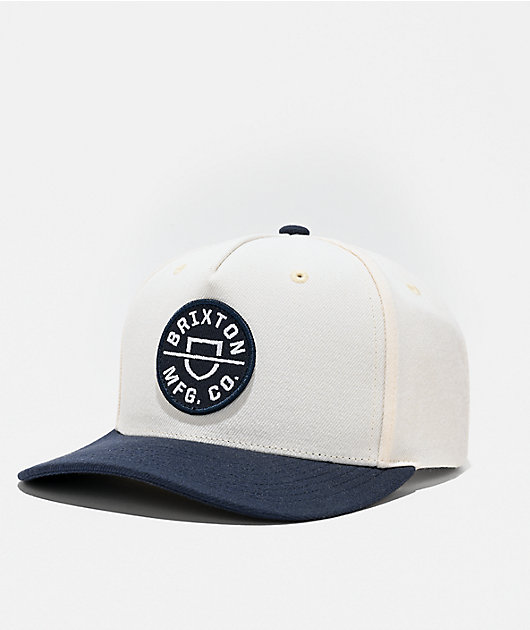 Brixton Crest Indigo & Off White NetPlus® Snapback Hat | Zumiez