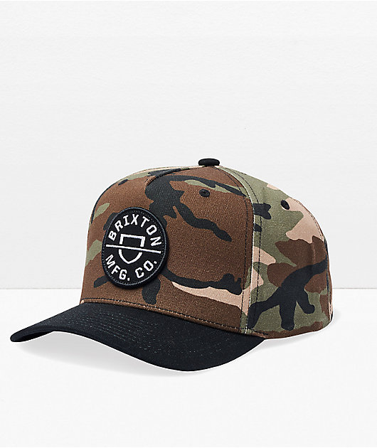 Brixton Crest MP Camo Surplus Snapback Hat Zumiez