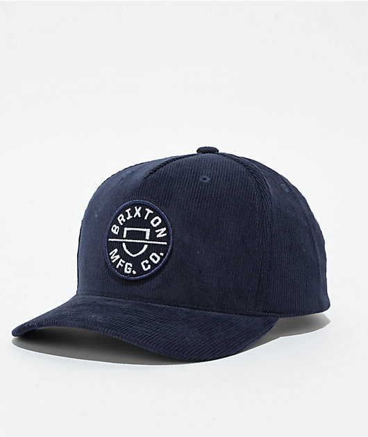 Brixton Crest Navy Netplus Corduroy Snapback Hat | Zumiez